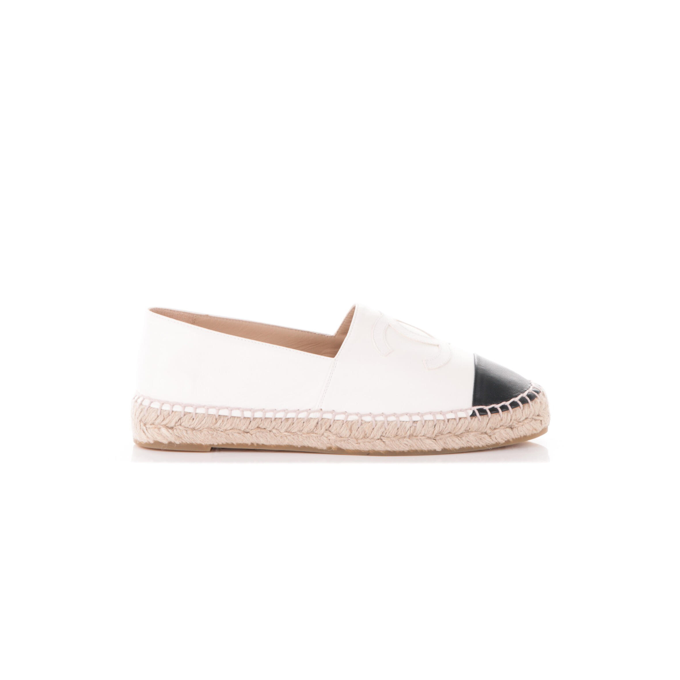 Ch*el lambskin espadrilles white black g29762